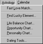 Astrology Menu